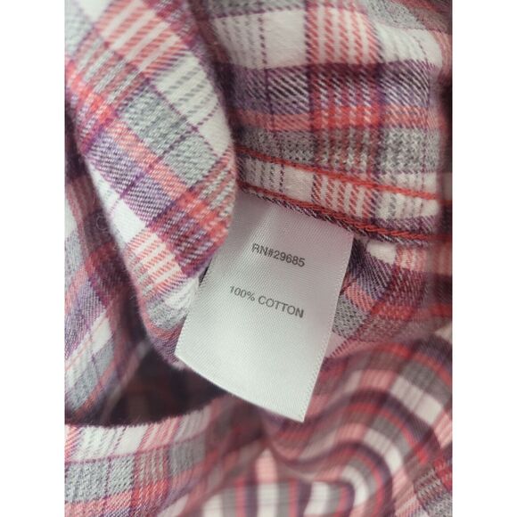 Pendelton Button Front Shirt L Womens Red White Grey 100% Cotton Pocket - Picture 6 of 9